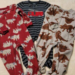 Carters Bundle of 3 Toddler Boys Flannel Pajamas Size 2T